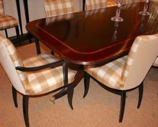Banded Dining Room Table with 10 Upholstered Chairs Handmade by Trosby, Sussex, England