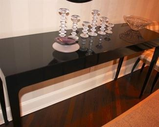 Console Table, Set of Candlesticks and Decorative Bowls