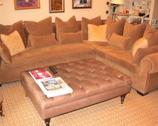 Sectional with Oversized, Tufted Ottoman and Decorative Pillows