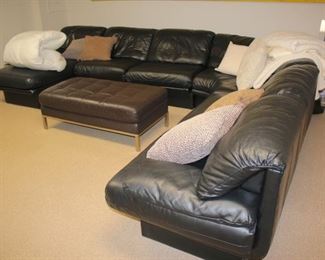 Sofa and Sectional with Oversized Tufted Ottoman / Coffee Table