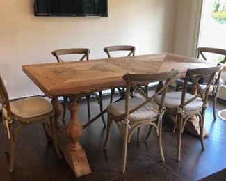 Restoration Hardware Table and 6 Chairs, and Flat Screen TV