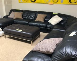 Like New, Black Leather Sectional from Hi-end NYC Decorator and Design Building