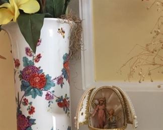 Asian Vase and Nativity in Egg.