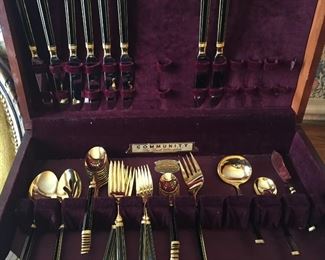 Set of brass cutlery.