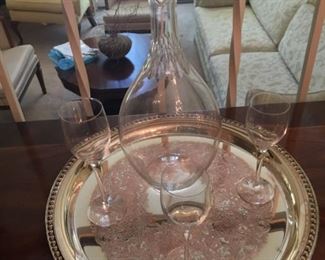 Decanter with Glasses on Tray.
