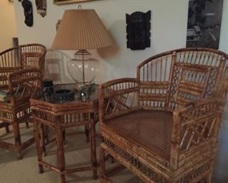 Beautiful rattan chairs with table.