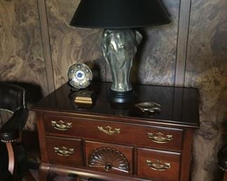 Small chest with lamp.