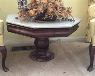 Marble top octagonal table.