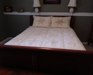 Queen Sleigh bed and mattress with box springs