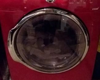 Samsung red VRT Steam washer and dryer.