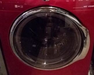 Samsung red VRT Steam washer and dryer.