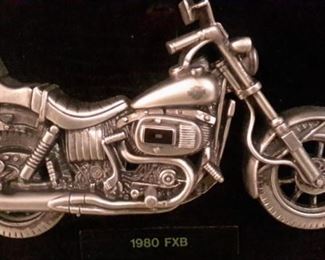 Framed Harley Davidson Die Cast motorcycles of the 1980's.