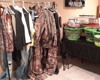 Camo and other hunting wear...jackets, overalls, gloves, etc...