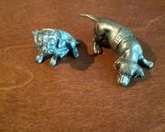 Two "Kansas City" pewter puppies!