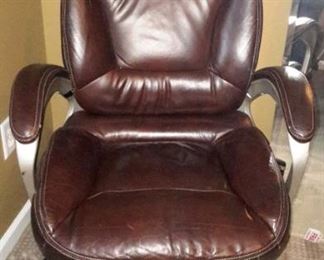 VERY nice leather swivel armed office chair on casters
