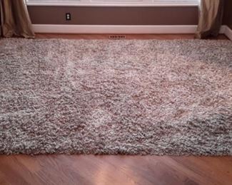 Large gold and cream shag rug.