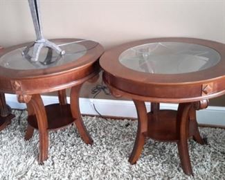 Two beautiful end tables with beveled glass.