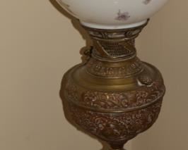 Antique Parlor Lamp, Hand Painted, Nice