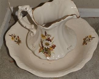 Hand Painted Pitcher & Bowl