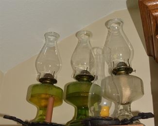 Glass Oil Lamps, Antique