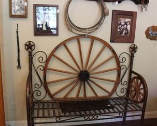 furniture wagon wheel bench