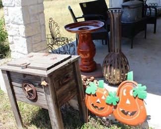 outdoor cooler and yard art