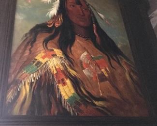 Very Large oil on canvas of Indian Chief