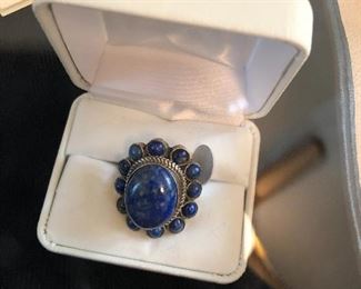 Sterling silver and lapis ring