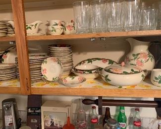 Franciscan Desert  Rose China Set, and glasses, advertising pop bottles