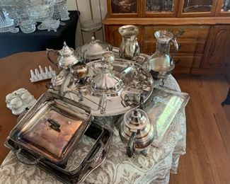 Sterling and silver plate serving pieces