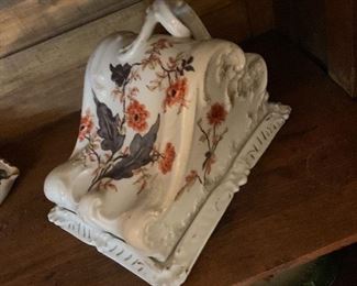 Antique porcelain cheese keeper