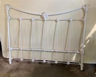 White cast iron bed, full size mattress and springs
