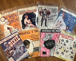 Sheet music including Old Hollywood, Ziegfeld Follies, Americana