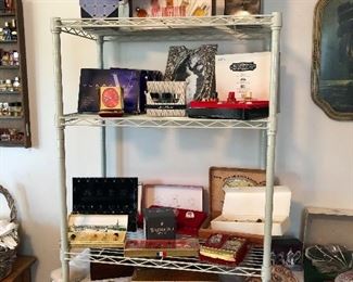 Boxed sets of perfumes and perfumed soaps, boxed crystal gifts
