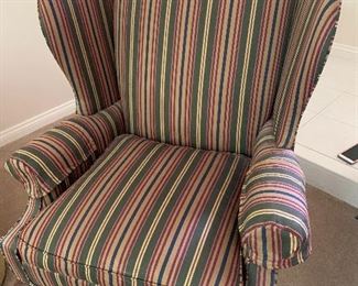 Striped armchair from Hickory Chair with fabric protection