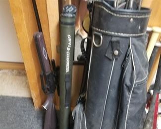 Golf clubs, bee gun