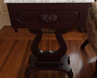 Harris Furniture Reproductions marble top lyre side table (pair available)