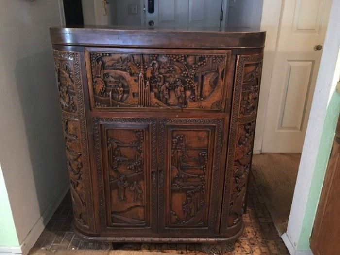 Vintage Impressive Carved Wood Bar with Many Interesting Features.
Lot Number: 1