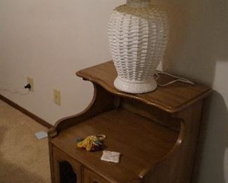 end or night stand, white lamp