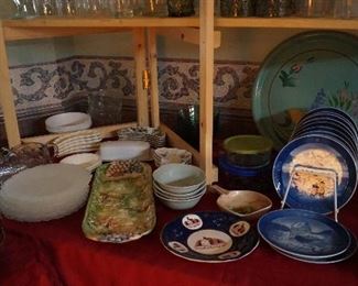 decorative plates, serving pieces, bowls, tray
