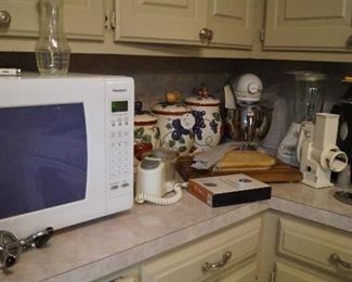 Microwave, mixer, canisters, small appliances