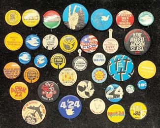 A small sampling of items in our exciting Estate Antiques Auction, August 16th, starting at 3PM!  | Lots 366-439, an extensive, single-owner Estate collection of political & social cause buttons, T-shirts, posters, ephemera, and more.