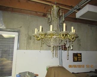 chandelier has extra crystals