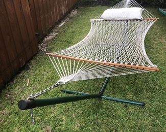 Pawleys Island rope hammock with very sturdy steel stand
