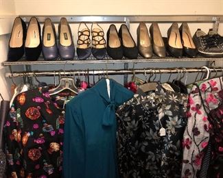 Women’s shoes 7-8, Ferragamo, Bally,  Vanessa Noel, Cole Haan.  Vintage & newer ladies clothing sizes 4-10, petites and regulars.