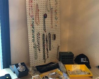 Vintage & newer costume jewelry, silver jewelry, Waterford powder box, etc