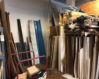 Industrial Metal Shelving, Fabrics, Mat Board