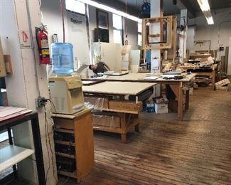 Work Tables, Water Cooler, Frames, Display Case, Tools