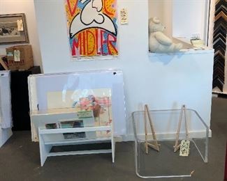 Lucite Table Base, Easels, Art