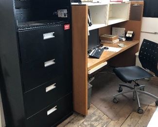 Filing Cabinet, Desk, Nice Office Chair